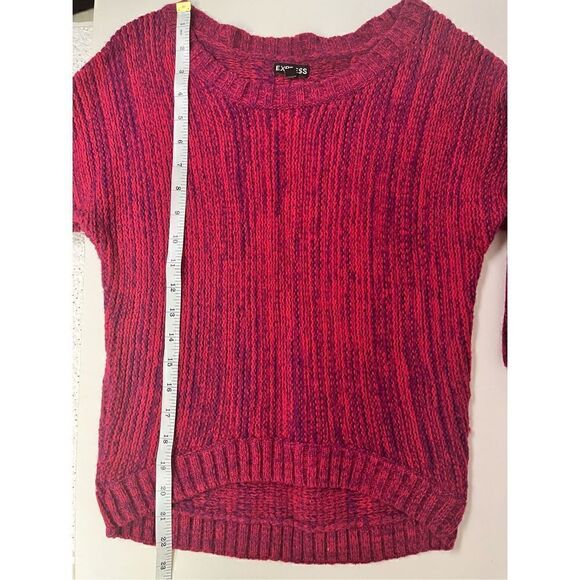EXPRESS Womens 3/4 Sleeve Wool Blend Knit Pullover Pink Purple Sweater Sz Small - Picture 4 of 6